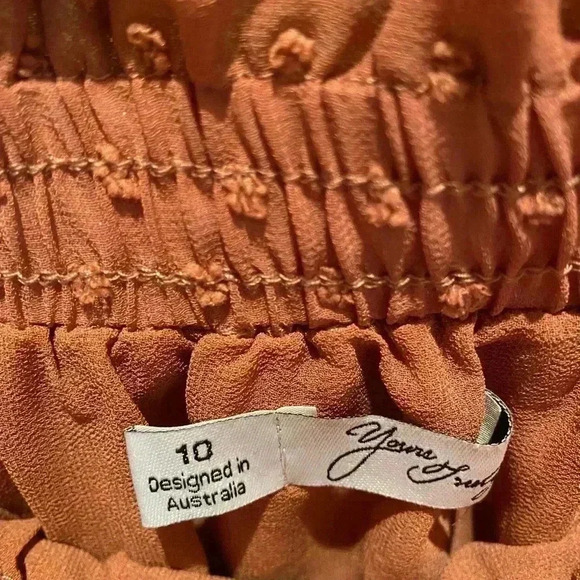 YOURS TRULY BY FREE PEOPLE BLUSH PINK TIERED POLKA DOT MINI SKIRT SIZE 10 - Picture 2 of 4